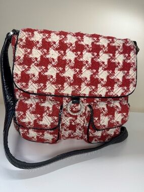 Vera Bradley Red & Cream Houndstooth Crossbody Bag - Vintage - Rare
